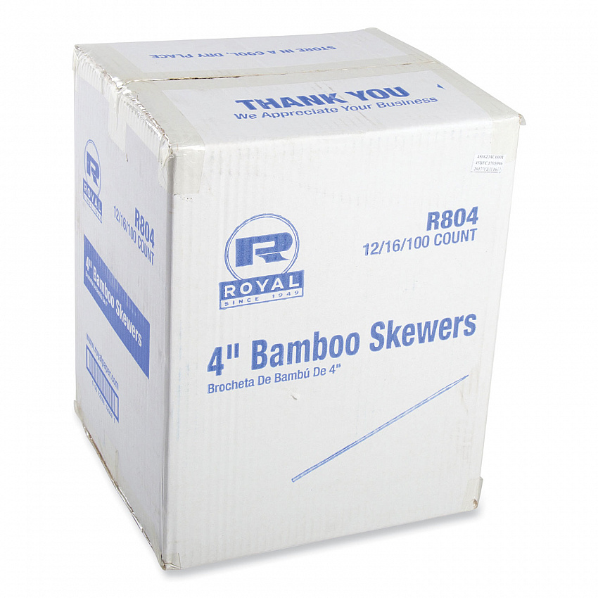 Bamboo Skewers, Paper, 4", Natural, 19,200/Carton (R804)