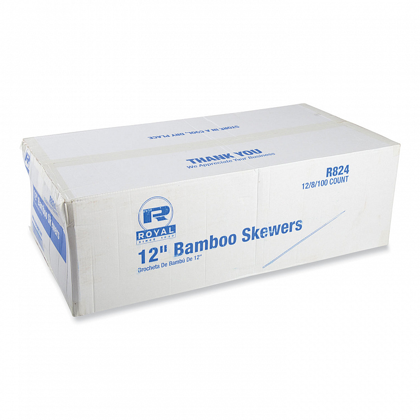 Bamboo Skewers, Paper, 12", Natural, 9,600/Carton (R824)