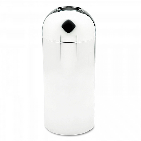 Dome Top Receptacle with Open Top, 15 gal, Steel, Chrome (9875)