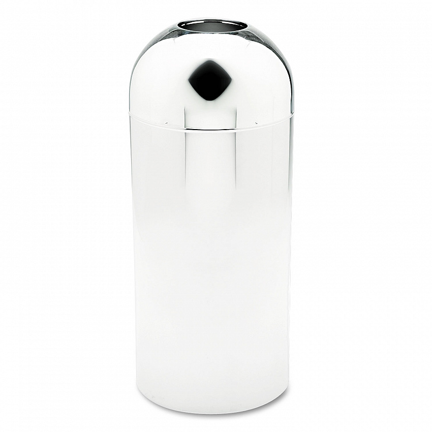 Dome Top Receptacle with Open Top, 15 gal, Steel, Chrome (9875)
