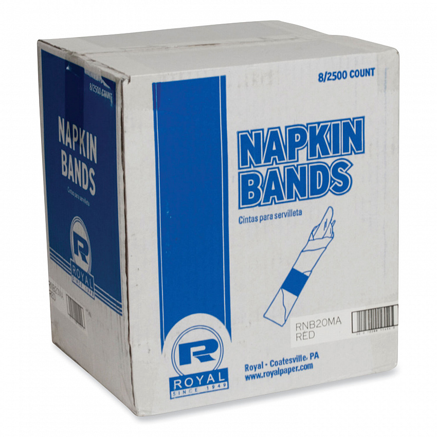 Napkin Bands, Red, 1.5", 2,500/Pack, 8 Packs/Carton (RNB20MA)