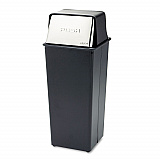 Reflections Push Top Square Receptacle, 21 gal, Steel, Black/Chrome (9893)