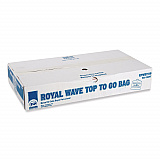 Wave Top To-Go Bags, Take-Out Labeling, Cut-Out Handles, 19" x 9.5" x 19", White/Blue/Red, 500/Carton (RPWB1919)