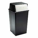Reflections Push Top Square Receptacle, 36 gal, Steel, Black/Chrome (9895)