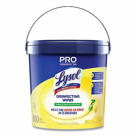 Professional Disinfecting Wipe Bucket, 1-Ply, 6 x 8, Lemon and Lime Blossom, White, 800 Wipes (99856EA)