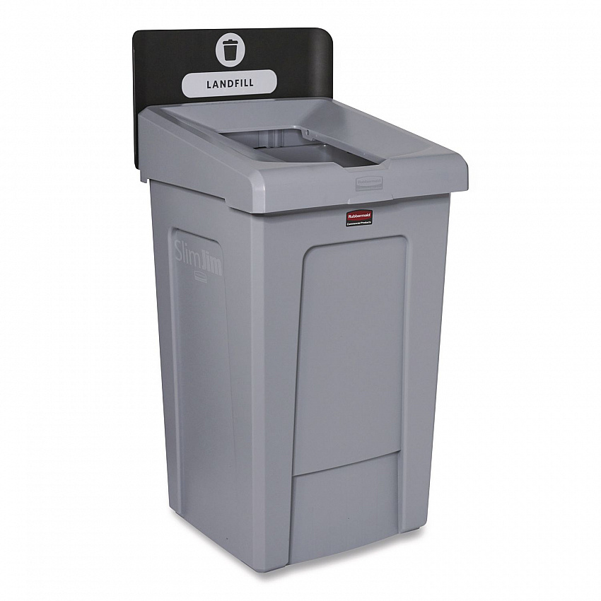 Slim Jim Recycling Station 1-Stream, Landfill Recycling Station, 33 gal, Resin, Gray (2171554)