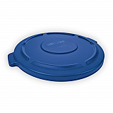 BRUTE Self-Draining Flat Top Lids for 32 gal Round BRUTE Containers, 22.25" Diameter, Blue (263100BE)