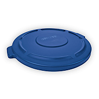 BRUTE Self-Draining Flat Top Lids for 32 gal Round BRUTE Containers, 22.25" Diameter, Blue (263100BE)