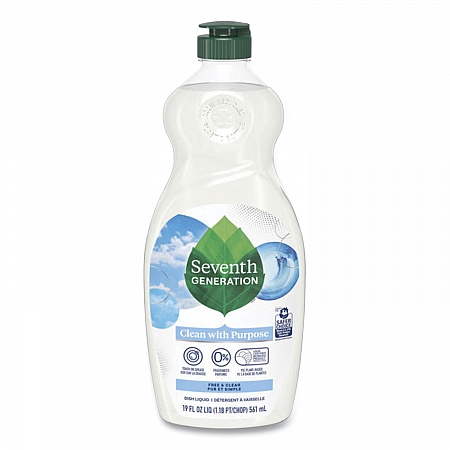 Natural Dishwashing Liquid, Free and Clear, 19 oz Bottle, 6/Carton (44986CT)