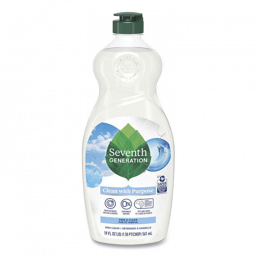 Natural Dishwashing Liquid, Free and Clear, 19 oz Bottle, 6/Carton (44986CT)