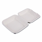 Molded Fiber Hinged Clamshell Containers, 8 x 8 x 3, White, Sugarcane, 200/Carton (EPHC81)