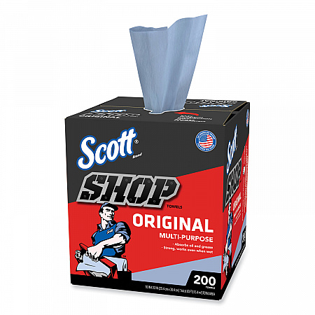 Shop Towels, POP-UP Box, 1-Ply, 9 x 12, Blue, 200/Box, 8 Boxes/Carton (75190)