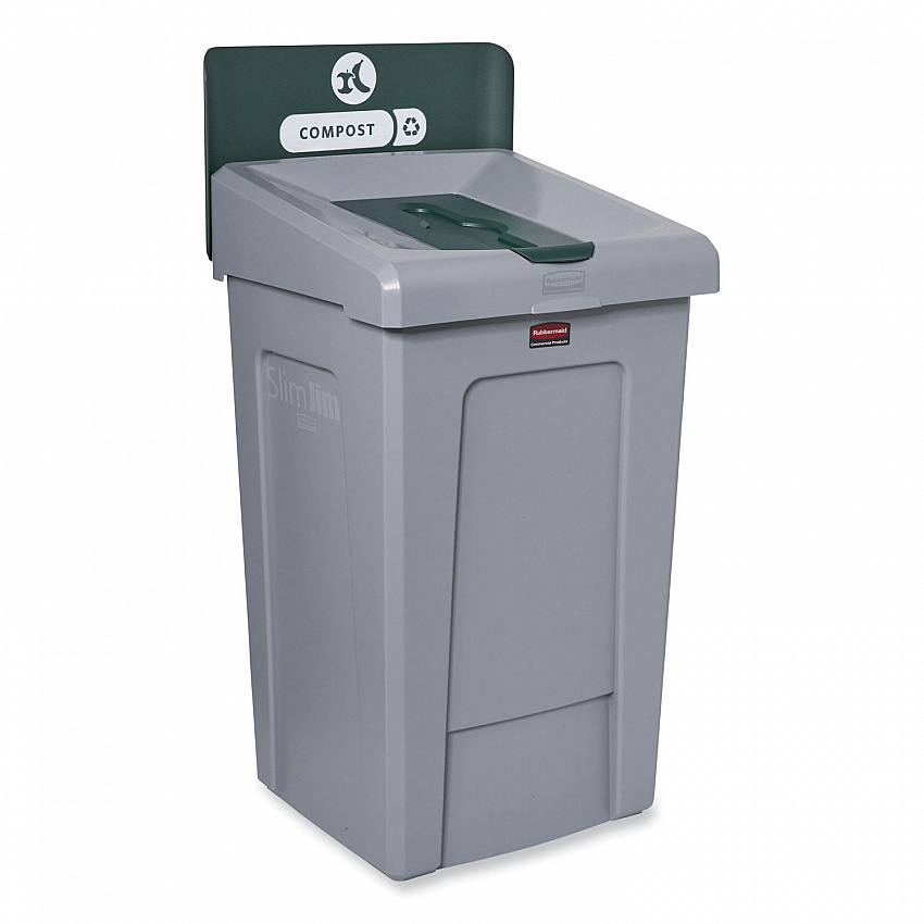 Slim Jim Recycling Station 1-Stream, Compost Collection Station, 33 gal, Resin, Gray (2171555)