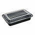 Microwavable Food Container with Lid, Rectangular, 38 oz, 8.81 x 6.02 x 2.48, Black/Clear, Plastic, 150/Carton (TORECT38)