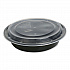 Microwavable Food Container with Lid, Round, 48 oz, 8.85 x 8.85 x 2.24, Black/Clear, Plastic, 150/Carton (TORND48)