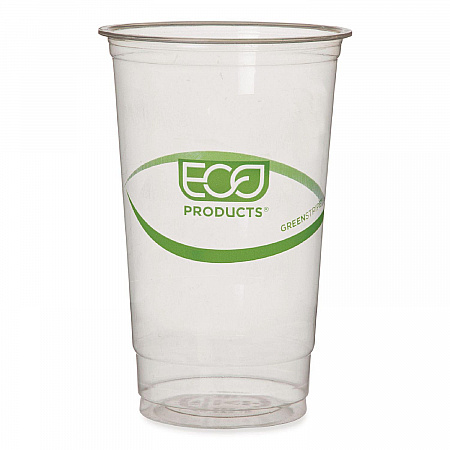 GreenStripe PLA Cold Cups, 32 oz, Plastic, Clear, 1,000/Carton (EPCC32GS)