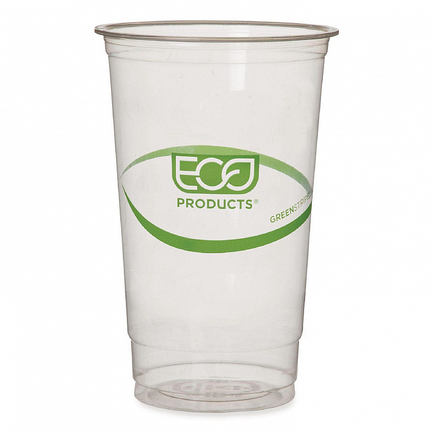 GreenStripe PLA Cold Cups, 32 oz, Plastic, Clear, 1,000/Carton (EPCC32GS)