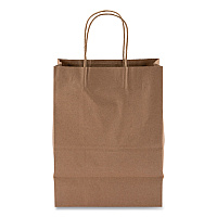 Kraft Paper Bags, Rope Handles, 8" x 5" x 11", Kraft, 250/Carton (1200050)