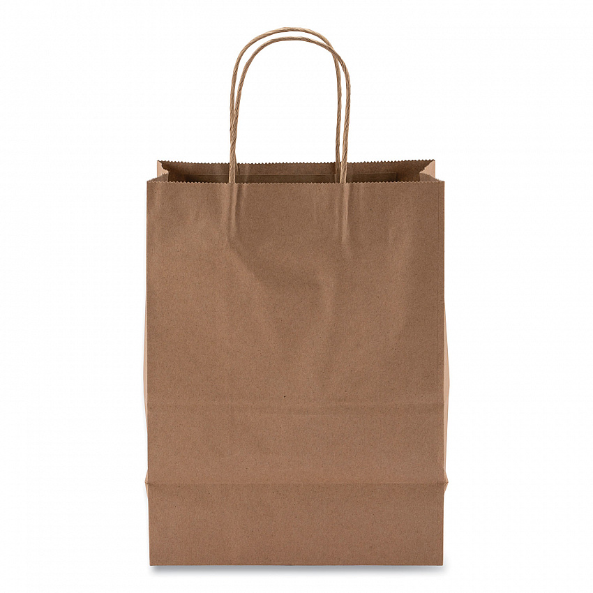 Kraft Paper Bags, Rope Handles, 8" x 5" x 11", Kraft, 250/Carton (1200050)