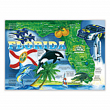 Placemats, Culture and Geography of Florida, Smooth Surface, Straight Edges, 14" x 10", Blue/Green/Orange, 1,000/Carton (311110)