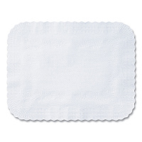Scalloped Edge Traymat, Smooth Surface, 16.5" x 12.75", White, 1,000/Carton (410211)