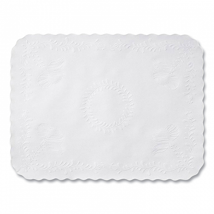 Scalloped Edge Traymat, Anniversary Embossed Surface, 19" x 14", White, 2,000/Carton (TC8704462)