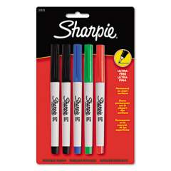 Sharpie Ultra Fine Tip Permanent Marker, Extra-Fine Needle Tip, Assorted Colors, 5/Set (37675PP)
