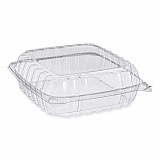 ClearSeal Hinged-Lid Plastic Containers, 9.3 x 8.83 x 3, Clear, 200/Carton (PET95PST1)