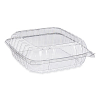 ClearSeal Hinged-Lid Plastic Containers, 9.3 x 8.83 x 3, Clear, 200/Carton (PET95PST1)
