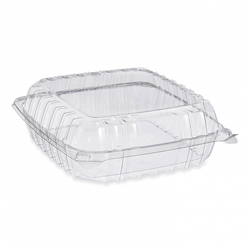 ClearSeal Hinged-Lid Plastic Containers, 9.3 x 8.83 x 3, Clear, 200/Carton (PET95PST1)