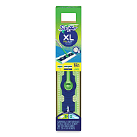 Sweeper Mop, XL Dry + Wet Sweeping Kit, 16.5 x 9 White Cloth Head, 46" Green/Silver Aluminum/Plastic Handle (01096)