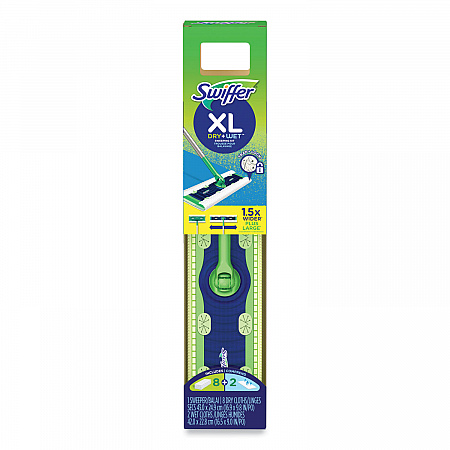 Sweeper Mop, XL Dry + Wet Sweeping Kit, 16.5 x 9 White Cloth Head, 46