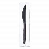 Reliance Classic Plastic Cutlery, Individually Wrapped, Medium Heavyweight Knife, Black, 1,000/Carton (RSK20004)