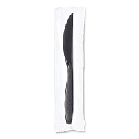 Reliance Classic Plastic Cutlery, Individually Wrapped, Medium Heavyweight Knife, Black, 1,000/Carton (RSK20004)