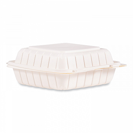 Hinged Lid Containers, 8.25 x 8 x 3, White, Plastic, 150/Carton (85MFPPHT1R)