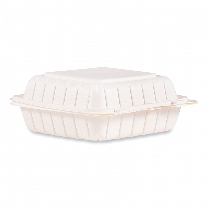 Hinged Lid Containers, 8.25 x 8 x 3, White, Plastic, 150/Carton (85MFPPHT1R)