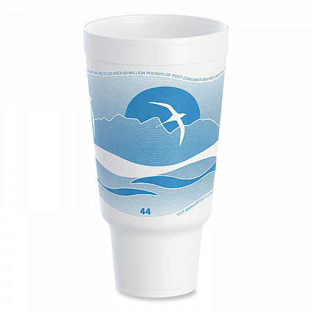 Horizon Hot/Cold Foam Drinking Cups, 44 oz, White/Ocean Blue, 15/Bag, 20 Bags/Carton (44AJ32H)