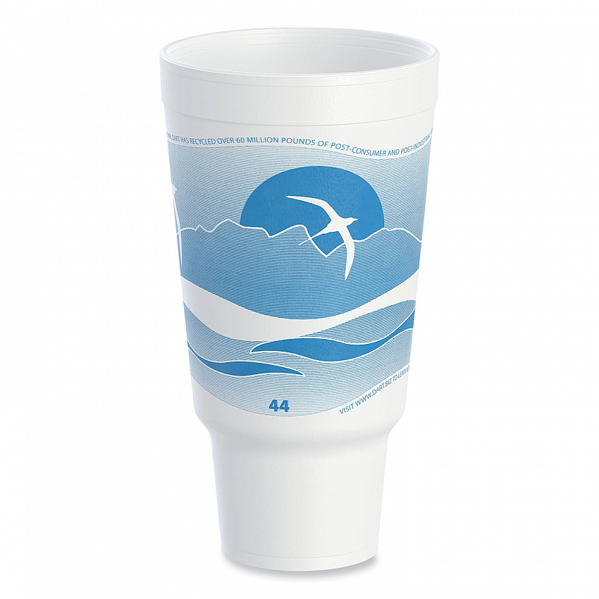 Horizon Hot/Cold Foam Drinking Cups, 44 oz, White/Ocean Blue, 15/Bag, 20 Bags/Carton (44AJ32H)