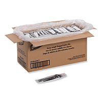 Individually Wrapped Heavyweight Cutlery Set, Fork/Knife/Napkin/Spoon, Plastic, Black, 250/Carton (CH56NC7)