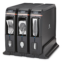 SmartStock Wrapped Cutlery Dispenser, Holds Forks/Knives/Spoons, 12.44 x 11.17 x 10.5, Black (SSW3D85)