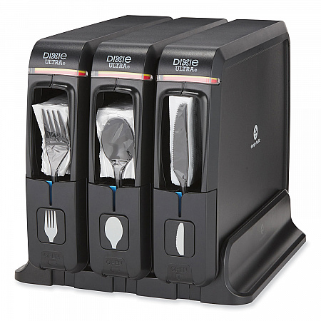 SmartStock Wrapped Cutlery Dispenser, Holds Forks/Knives/Spoons, 12.44 x 11.17 x 10.5, Black (SSW3D85)