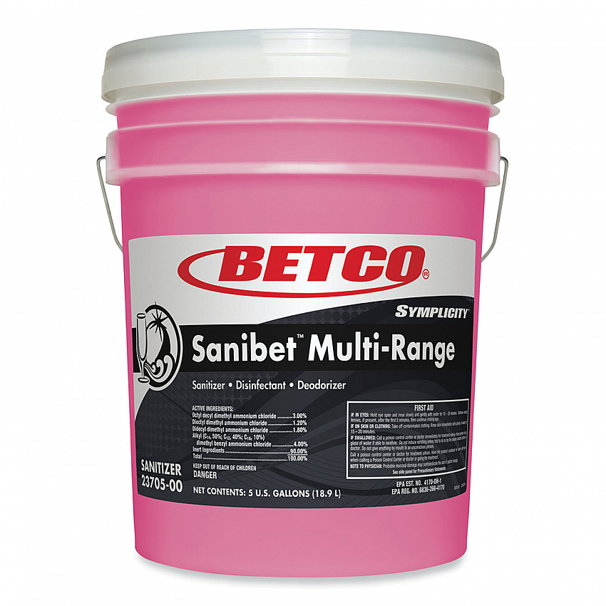 Symplicity Sanibet Multi-Range Sanitizer Disinfectant Deodorizer, 5 gal Pail (2370500)