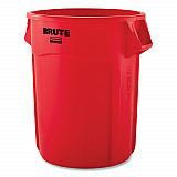 Vented Round Brute Container, 55 gal, Plastic, Red, 3/Carton (FG265500RED)
