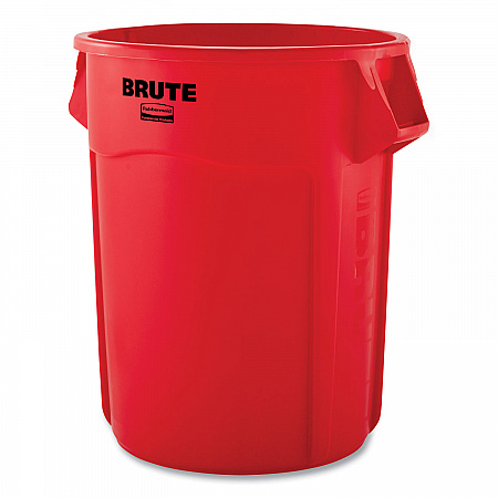 Vented Round Brute Container, 55 gal, Plastic, Red, 3/Carton (FG265500RED)