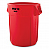 Vented Round Brute Container, 55 gal, Plastic, Red, 3/Carton (FG265500RED)