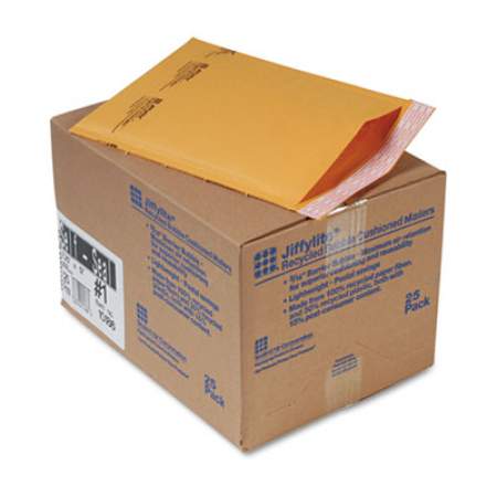 Sealed Air Jiffylite Self-Seal Bubble Mailer, #1, Barrier Bubble Lining, Self-Adhesive Closure, 7.25 x 12, Golden Brown Kraft, 25/Carton (10186)