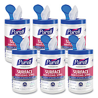 Foodservice Surface Sanitizing Wipes, 1-Ply, 10 x 7, Fragrance-Free, White, 110/Canister, 6 Canisters/Carton (934106CT)