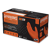 Heavy-Duty Industrial Nitrile Gloves, Powder-Free, Medium, 8 mil Thick, 9.5" Long, Orange, 100/Box (GWON44100)
