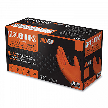 Heavy-Duty Industrial Nitrile Gloves, Powder-Free, Medium, 8 mil Thick, 9.5