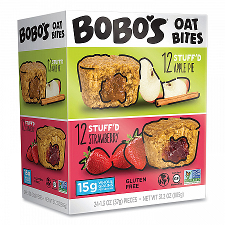 Stuff'd Oatmeal Bites, Two-Flavor Multi-Pack: Apple Pie and Strawberry, 1.3 oz Individually Wrapped, 24/Carton (00125)